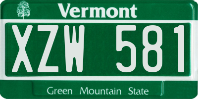 VT license plate XZW581