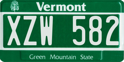 VT license plate XZW582