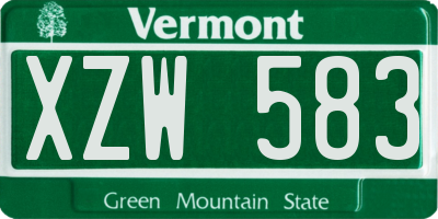 VT license plate XZW583