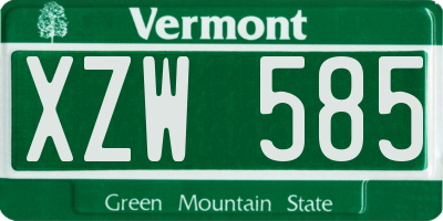 VT license plate XZW585