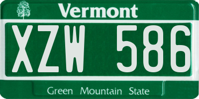 VT license plate XZW586
