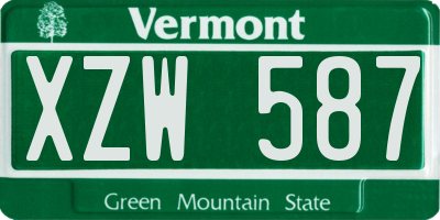VT license plate XZW587