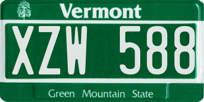 VT license plate XZW588