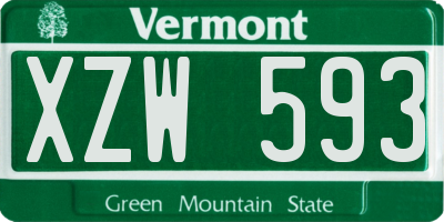 VT license plate XZW593