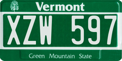 VT license plate XZW597
