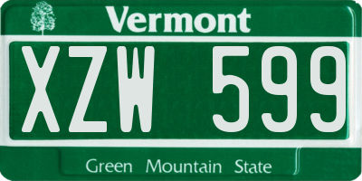 VT license plate XZW599