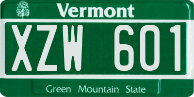 VT license plate XZW601