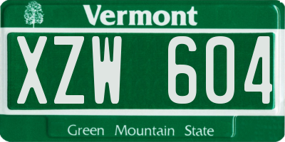 VT license plate XZW604