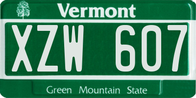 VT license plate XZW607