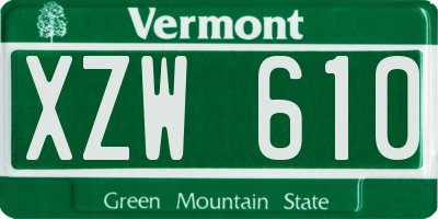 VT license plate XZW610
