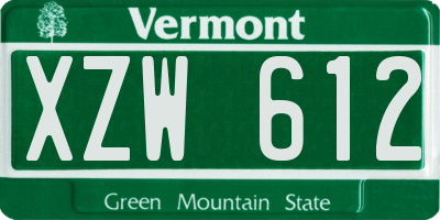 VT license plate XZW612