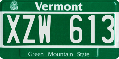 VT license plate XZW613