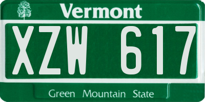 VT license plate XZW617