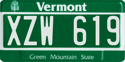 VT license plate XZW619