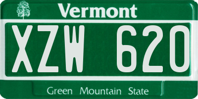 VT license plate XZW620