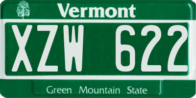 VT license plate XZW622