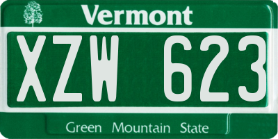 VT license plate XZW623