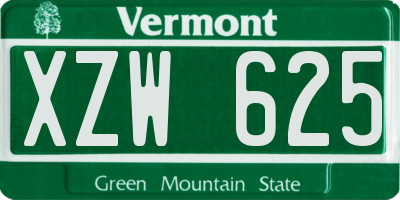 VT license plate XZW625