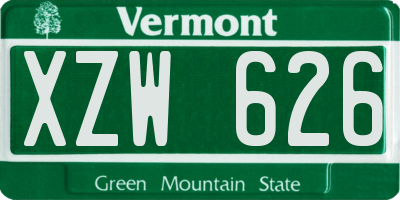 VT license plate XZW626