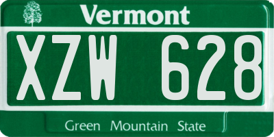 VT license plate XZW628