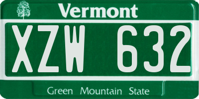 VT license plate XZW632