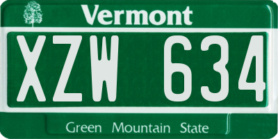 VT license plate XZW634