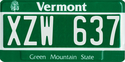 VT license plate XZW637