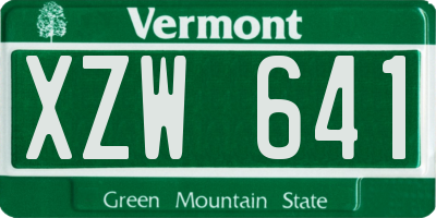 VT license plate XZW641