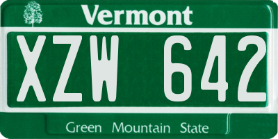 VT license plate XZW642