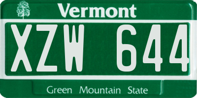 VT license plate XZW644