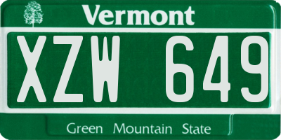 VT license plate XZW649