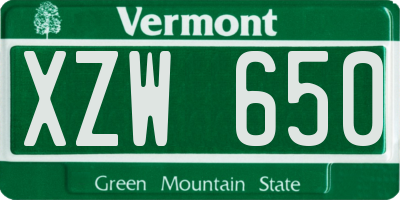 VT license plate XZW650