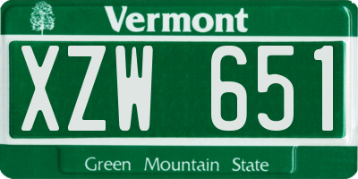 VT license plate XZW651