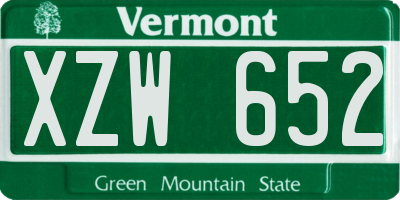 VT license plate XZW652