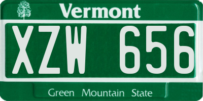 VT license plate XZW656