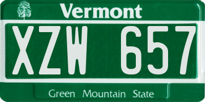 VT license plate XZW657