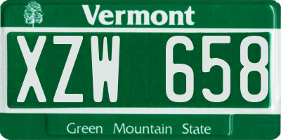 VT license plate XZW658