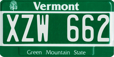 VT license plate XZW662