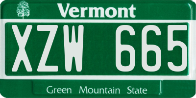 VT license plate XZW665