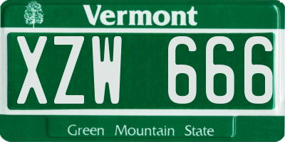 VT license plate XZW666