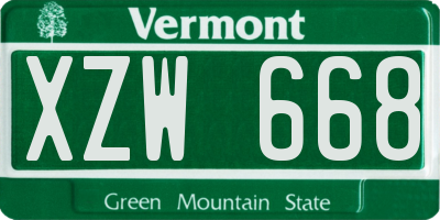 VT license plate XZW668