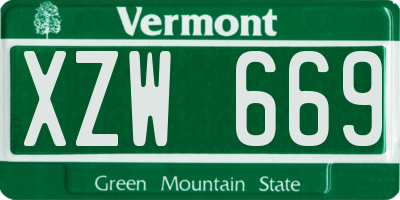VT license plate XZW669