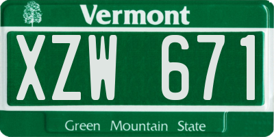 VT license plate XZW671