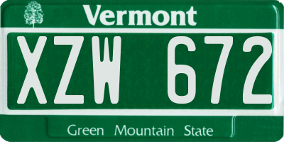 VT license plate XZW672