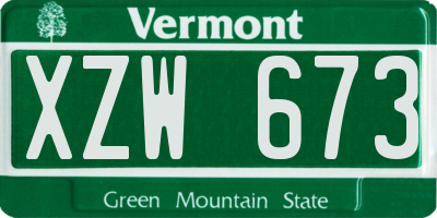 VT license plate XZW673