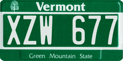 VT license plate XZW677