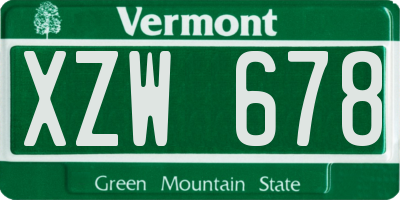 VT license plate XZW678