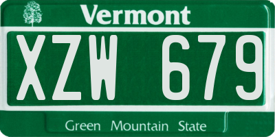 VT license plate XZW679