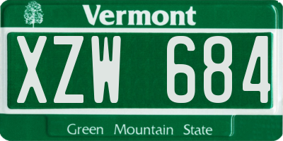VT license plate XZW684
