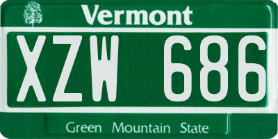 VT license plate XZW686